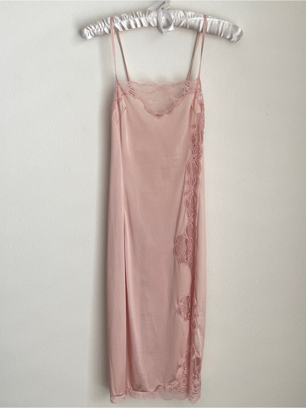 Vintage Valisere Lace Slip Dress Medium Blush Pink Parisian Coquette Chic Bridal - Picture 9 of 14